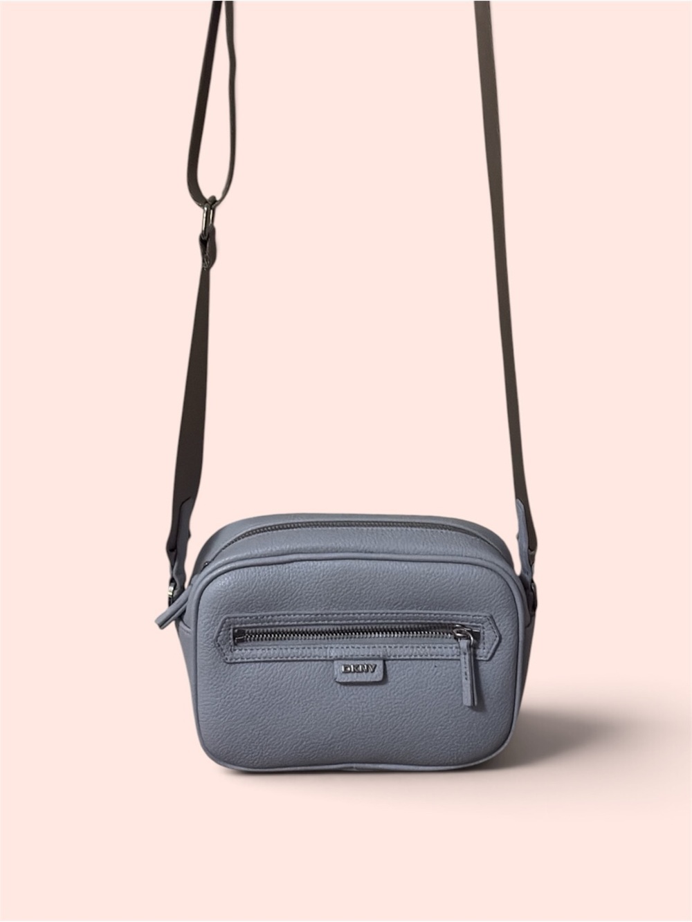 Dkny Gray Pebbled Leather Crossbody Bag